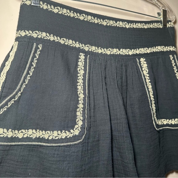 Isabel Marant Etoile Boho Embroidered Black Tribal Print Cotton Skirt Size 38 - Picture 5 of 16